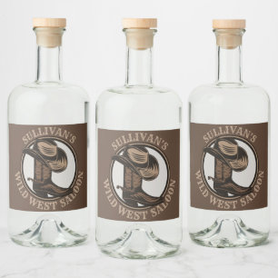 Étiquettes Pour Bouteilles De Liqueur Bottes de cowboy Occidentales Wild West personnali