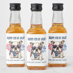 Étiquettes Pour Bouteilles De Liqueur Bouledogue 4 juillet Jour de l'Indépendance Rouge 
