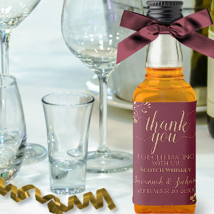 Étiquettes Pour Bouteilles De Liqueur Bourgogne Maroon & Gold Mariage Merci Mini