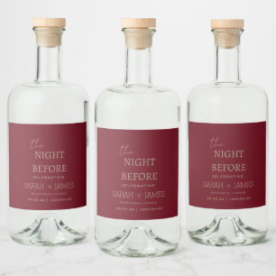 Étiquettes Pour Bouteilles De Liqueur Bourgogne minimaliste la nuit avant le Mariage
