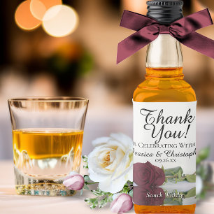 Étiquettes Pour Bouteilles De Liqueur Bourgogne Rose Réflexions Mariage Merci Mini