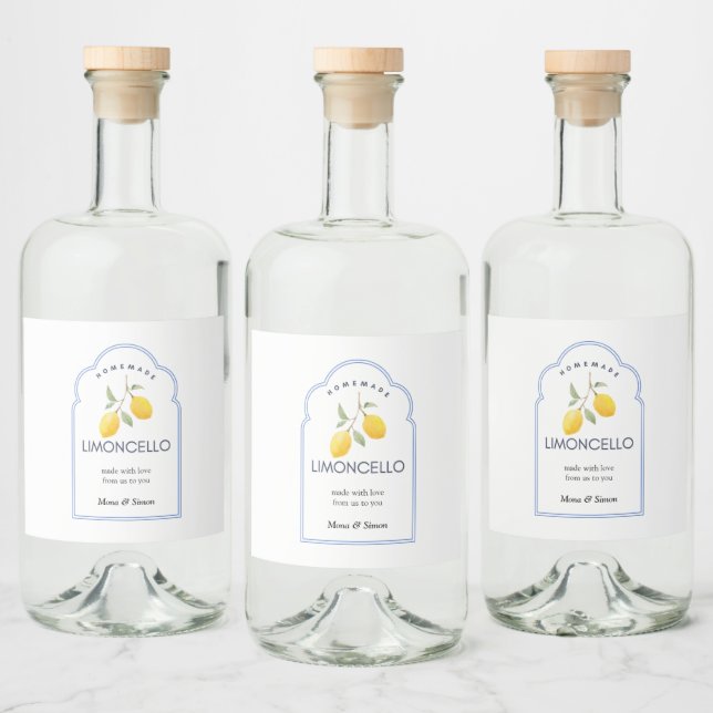 Étiquettes Pour Bouteilles De Liqueur Bouteille Mariage Limoncello aux citrons élégants (Bouteilles)