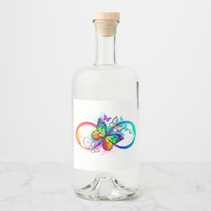 Étiquettes Pour Bouteilles De Liqueur Bright infinity with rainbow butterfly
