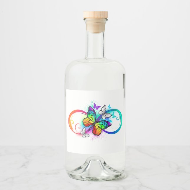 Étiquettes Pour Bouteilles De Liqueur Bright infinity with rainbow butterfly (Devant)