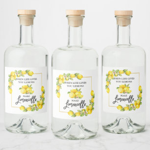 Étiquettes Pour Bouteilles De Liqueur Brush Script Limoncello Lemons