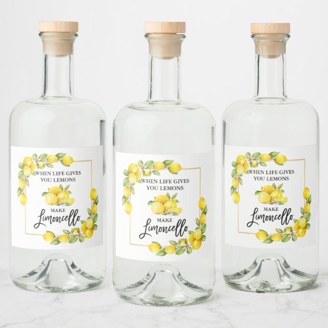 Étiquettes Pour Bouteilles De Liqueur Brush Script Limoncello Lemons (Bouteilles)