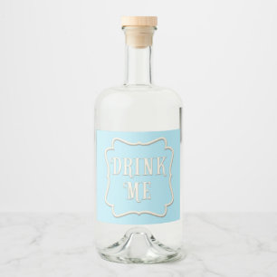 Étiquettes Pour Bouteilles De Liqueur "Buvez-moi" Wonderland Tea Party Pastel Blue