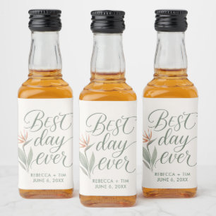 Étiquettes Pour Bouteilles De Liqueur Cadeau de mariage de plage Tropical Best Day Ever