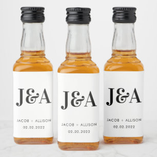 Étiquettes Pour Bouteilles De Liqueur Cadeau de mariage élégant monogramme pour la marié