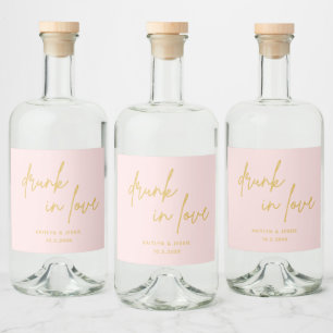 Étiquettes Pour Bouteilles De Liqueur Cadeau de mariage minimaliste rose pour ivresse d'