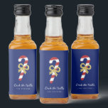 Étiquettes Pour Bouteilles De Liqueur Canne à sucre | Fun Christmas Blue & Gold<br><div class="desc">Étiquette simple en mini bouteille d'alcool bleu et or de Noël avec sucre de canne avec arc en or parties scintillant. Customisez avec un bref message d'accueil et le nom de l'expéditeur. Mélanger et correspondre avec d'autres modèles de cette série.</div>