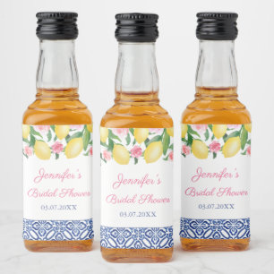 Étiquettes Pour Bouteilles De Liqueur Capri Lemons Bleu Carrelage Blanc Wedding shower F