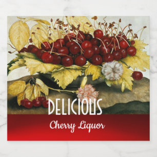 Étiquettes Pour Bouteilles De Liqueur Cerise des FRUITS/CERISES ET des OEILLETS de la