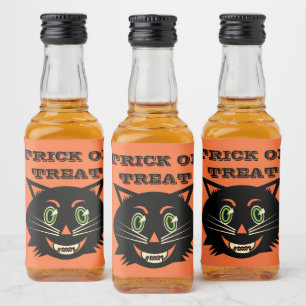 Étiquettes Pour Bouteilles De Liqueur Chat noir vintage