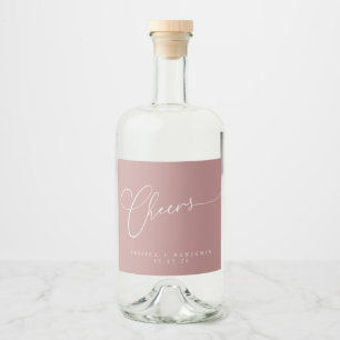 Étiquettes Pour Bouteilles De Liqueur Cheers Minimum Dusty Script Rose personnalisé mari