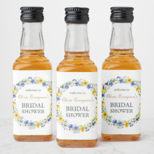 Étiquettes Pour Bouteilles De Liqueur Chemise de Fleur sauvage jaune bleu Bienvenue