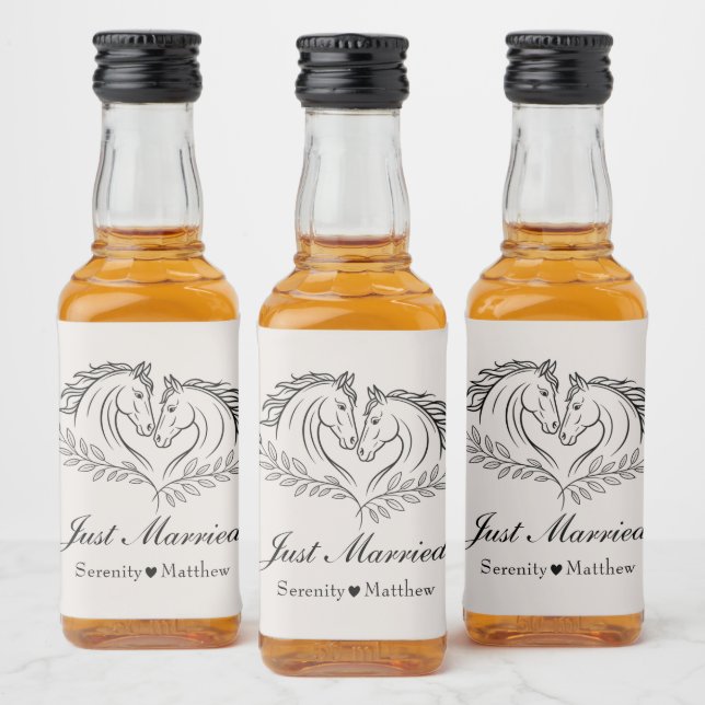 Étiquettes Pour Bouteilles De Liqueur Cheval Western Mariage Rustique Pays Juste Marié (Bouteilles)
