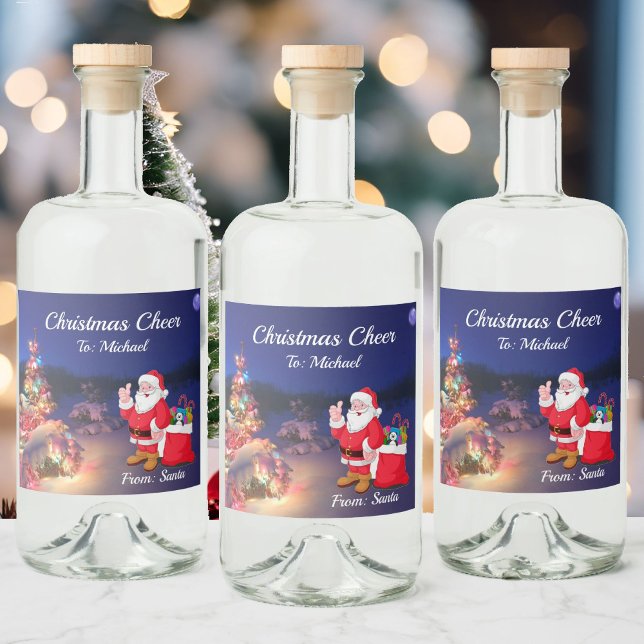 Étiquettes Pour Bouteilles De Liqueur Christmas Cheval De Santa Claus Ajouter Un Petit N (Créateur téléchargé)