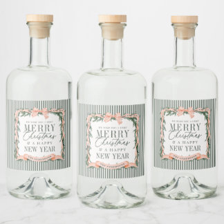 Étiquettes Pour Bouteilles De Liqueur Christmas Garland Ribbon Frame