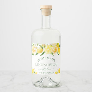 Étiquettes Pour Bouteilles De Liqueur Citron floral aquarelle Limoncello fait maison
