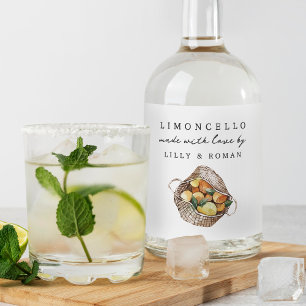 Étiquettes Pour Bouteilles De Liqueur Citron rustique Limoncello personnalisé