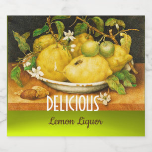 ÉTIQUETTES POUR BOUTEILLES DE LIQUEUR CITRONS DES FRUITS DE LA SAISON ET FLEURS DE