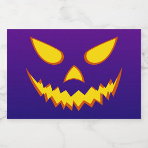 Étiquettes Pour Bouteilles De Liqueur Citrouille Jack-o'-lantern de la face d'Halloween