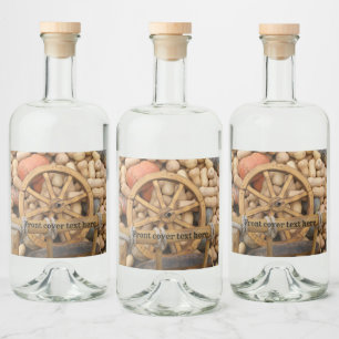 Étiquettes Pour Bouteilles De Liqueur Citrouilles et Roue de la charrette rurale en bois