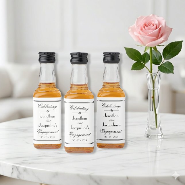Étiquettes Pour Bouteilles De Liqueur Classique Mini Alliance Écriture Blanche Bordure N (Timeless simple elegance.)
