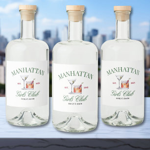 Étiquettes Pour Bouteilles De Liqueur Cocktails Chic Le Club de la Fille Verte et Rouge