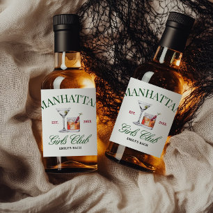 Étiquettes Pour Bouteilles De Liqueur Cocktails Chic Le Club de la Fille Verte et Rouge