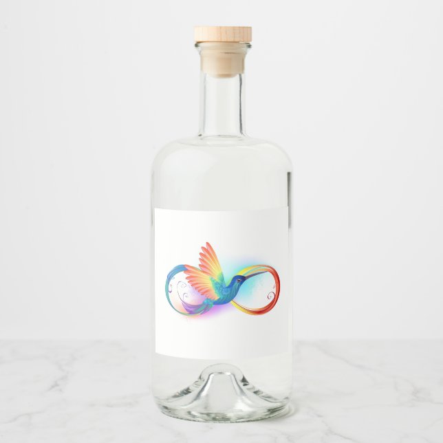 Étiquettes Pour Bouteilles De Liqueur Colibri arc-en-ciel avec symbole Infinity (Devant)