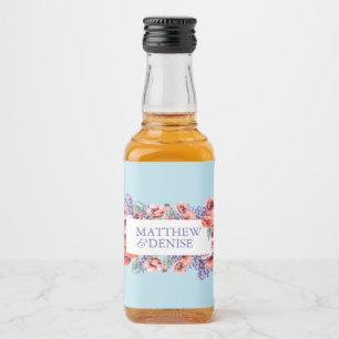 Étiquettes Pour Bouteilles De Liqueur Collection de pavot avec Arrière - plan bleu sucre