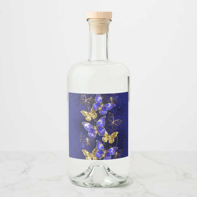 Étiquettes Pour Bouteilles De Liqueur Composition avec papillons Sapphire (Devant)