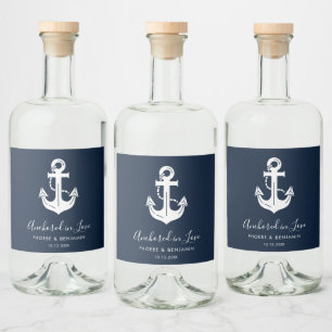 Étiquettes Pour Bouteilles De Liqueur Conception d'ancre personnalisée pour mariage naut
