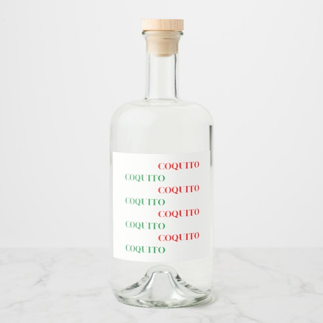 Étiquettes Pour Bouteilles De Liqueur Coquito vert et rouge (Devant)