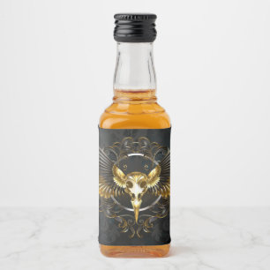 Étiquettes Pour Bouteilles De Liqueur Crâne d'oiseaux dorés sur arrière - plan noir