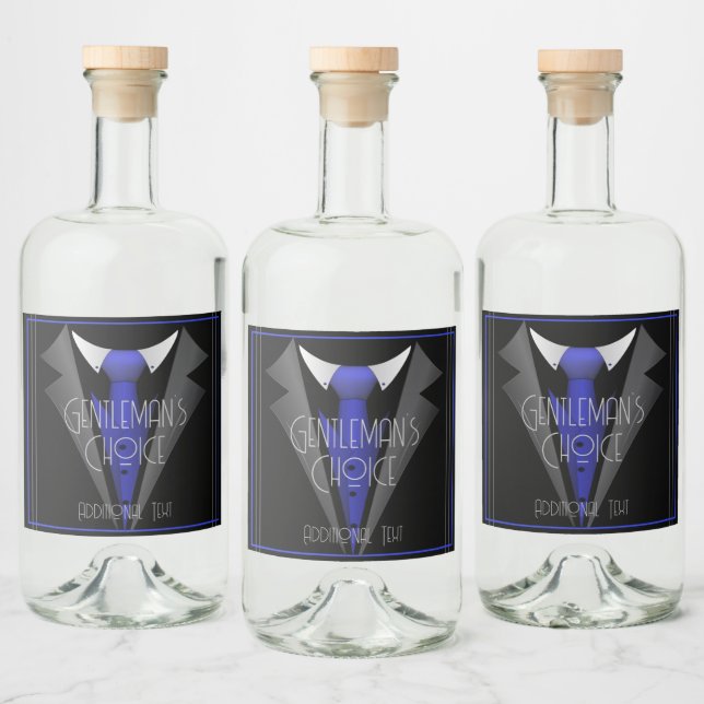 Étiquettes Pour Bouteilles De Liqueur Cravate Bleu doux classique (Bouteilles)