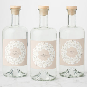 Étiquettes Pour Bouteilles De Liqueur Cream Pampas Grass Charbon Floral Mariage Gin