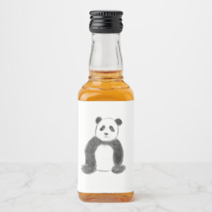 Étiquettes Pour Bouteilles De Liqueur Croquis de panda en noir et blanc