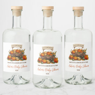 Étiquettes Pour Bouteilles De Liqueur Cultivé localement, Baby shower Citrouille des fer