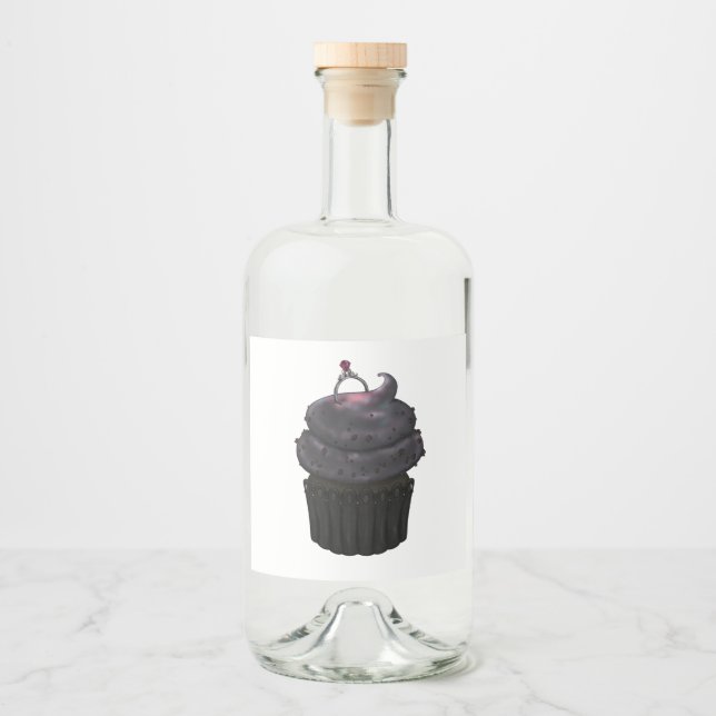 Étiquettes Pour Bouteilles De Liqueur Cupcake Fiançailles doux (Devant)