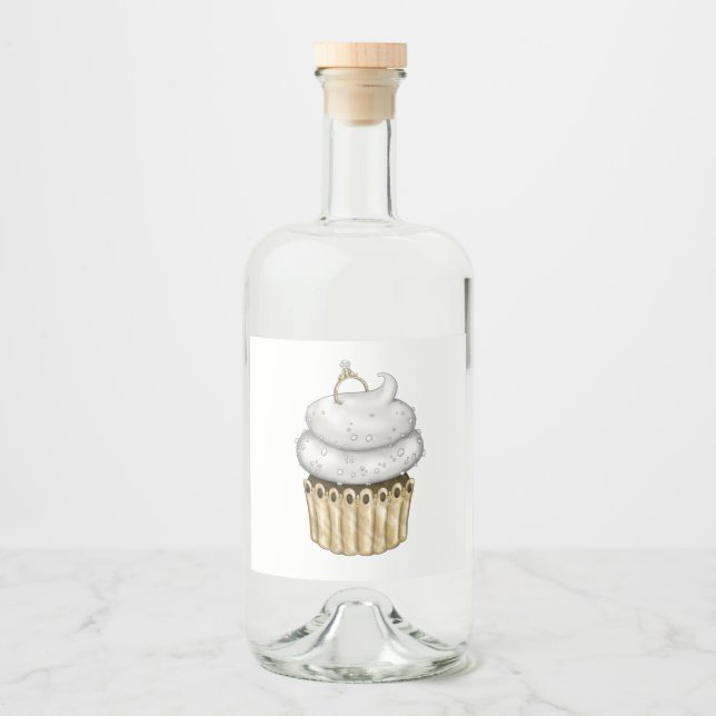 Étiquettes Pour Bouteilles De Liqueur Cupcake Fiançailles doux (Devant)