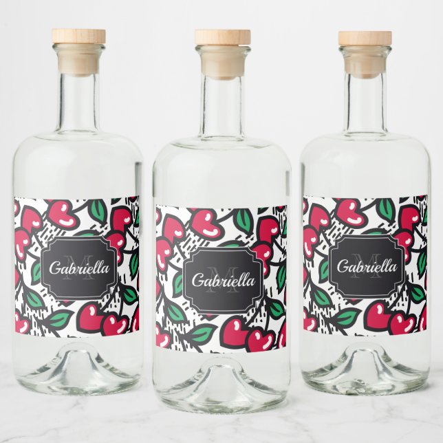 Étiquettes Pour Bouteilles De Liqueur Cute Motif Cherry (Bouteilles)