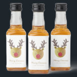 Étiquettes Pour Bouteilles De Liqueur Cute Reindeer | Fun Christmas White & Gold<br><div class="desc">Étiquette simple bouteille d'alcool blanc & or de Noël avec rennes mignons au nez rouge étincelant. Customisez avec un bref message d'accueil et le nom de l'expéditeur. Mélanger et correspondre avec d'autres modèles de cette série.</div>
