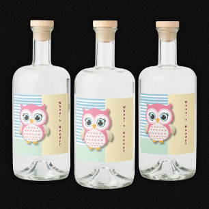 Étiquettes Pour Bouteilles De Liqueur Cute Whimsical Baby shower de Chouette Rose