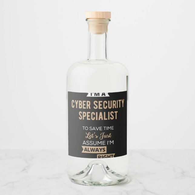 Étiquettes Pour Bouteilles De Liqueur Cyber Security Specialist (Devant)