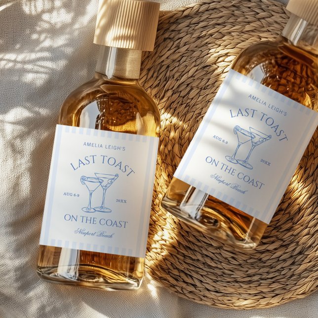 Étiquettes Pour Bouteilles De Liqueur Dernier Toast sur la Côte Bachelorette Week-end (Créateur téléchargé)