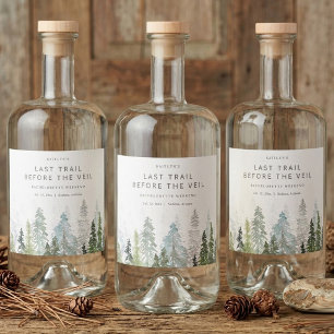 Étiquettes Pour Bouteilles De Liqueur Dernière Fête de Fiançailles en Camping dans la Fo