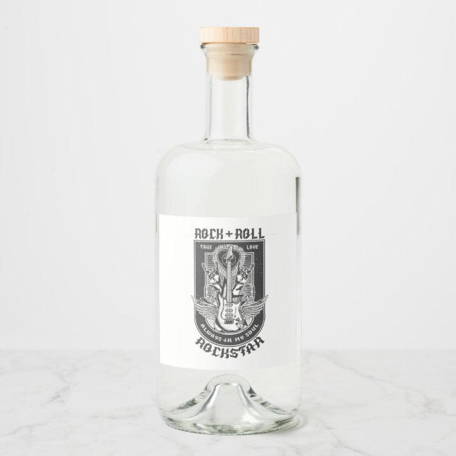 Étiquettes Pour Bouteilles De Liqueur Design Guitar Rock (Devant)